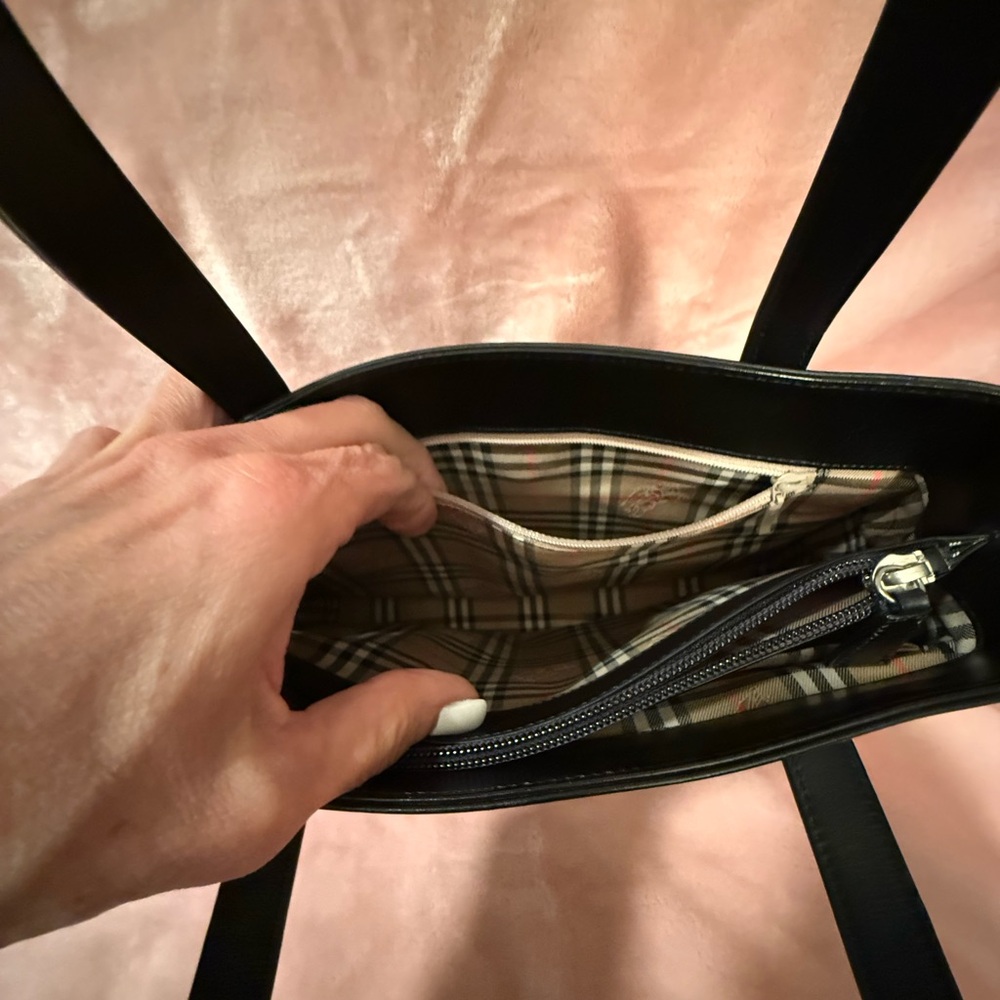 Burberry Black and Check Leather Handbag - Picture 9 of 9